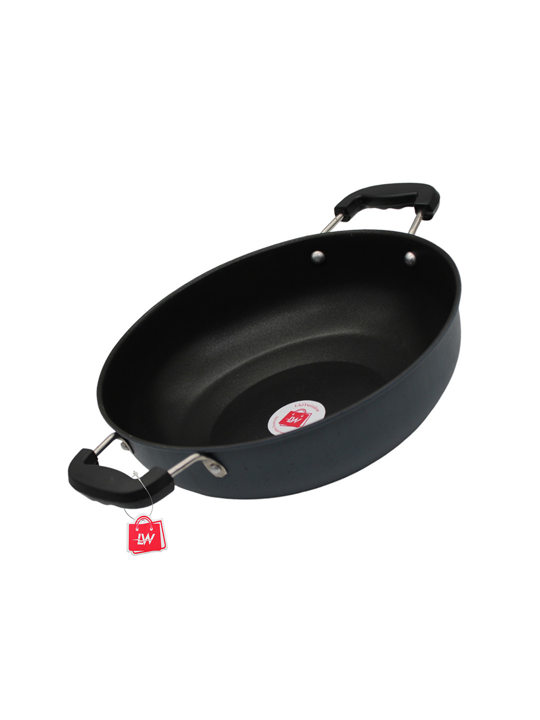 LAZYwindow Black Metal Non Stick Kadhai 3L