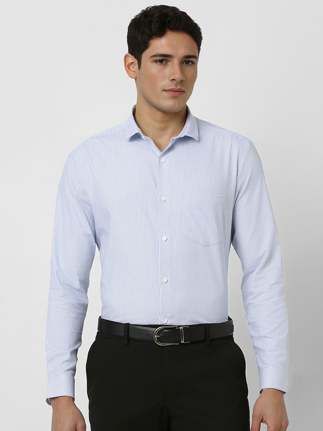 Peter England Striped Spread Collar Slim Fit Formal Shirt