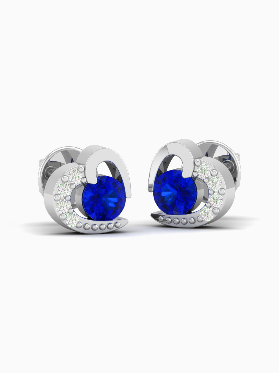 AKSHAT SAPPHIRE 925 Sterling Silver Rhodium-Plated Circular Cubic Zirconia Studs