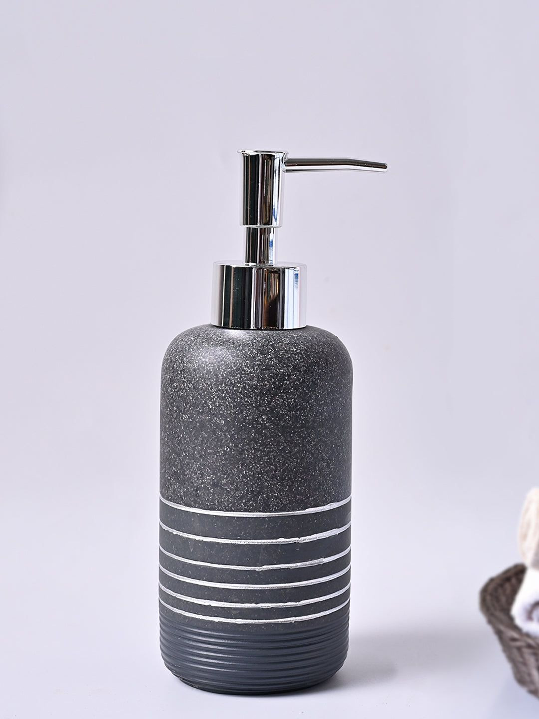 MARKET99 Grey & White Striped Sleek & Durable Matte Finish Soap Dispenser