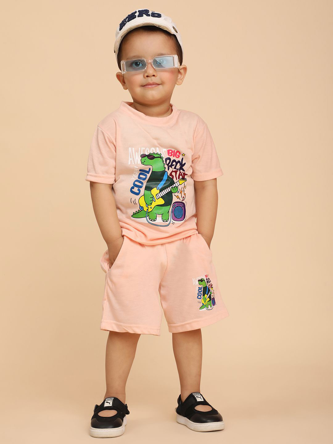 Cutiekins Boys Dino Graphic Printed T-shirt With Shorts