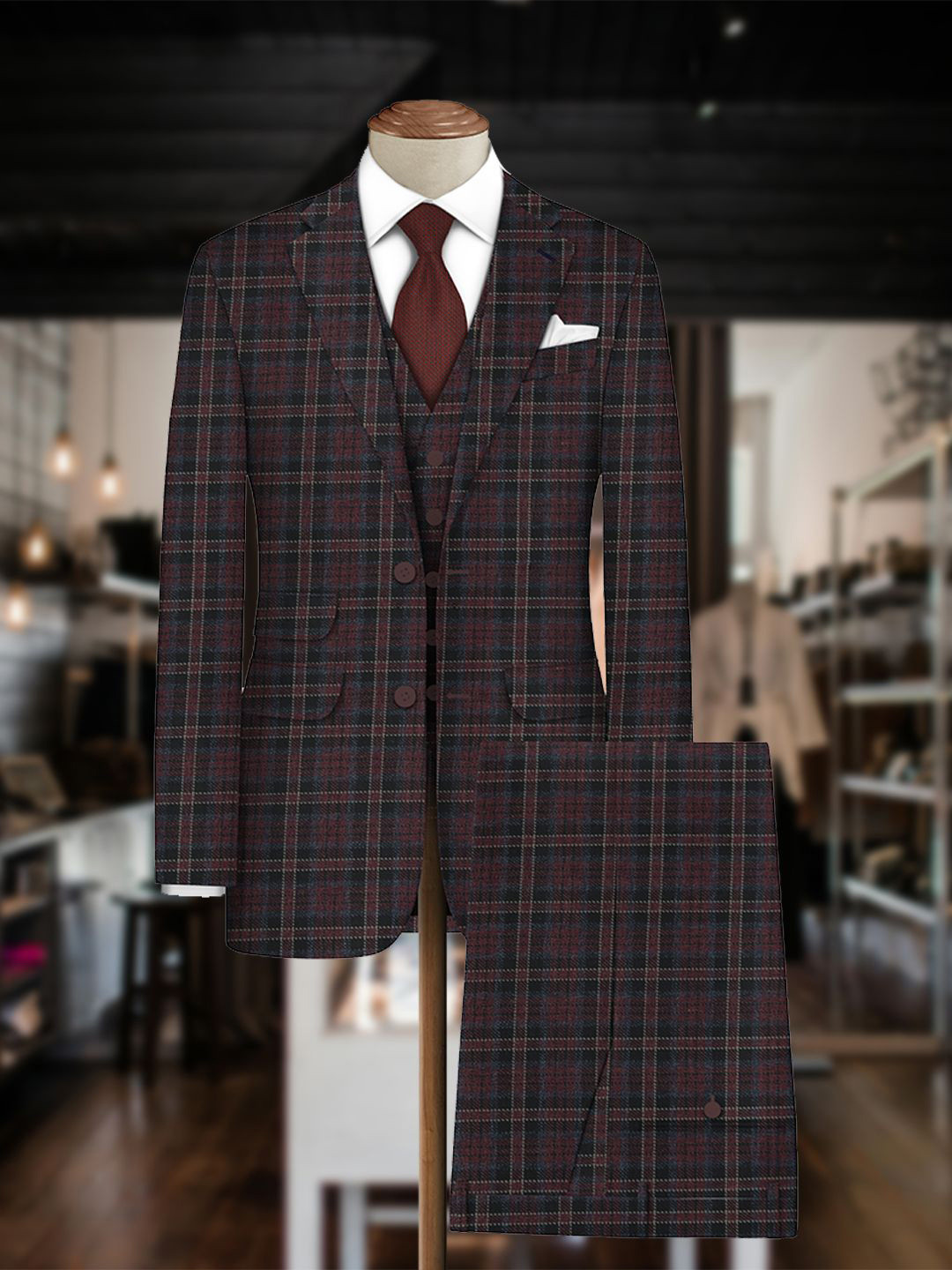 Bigreams Men Checked Cotton Suit Piece Clothing Fabric