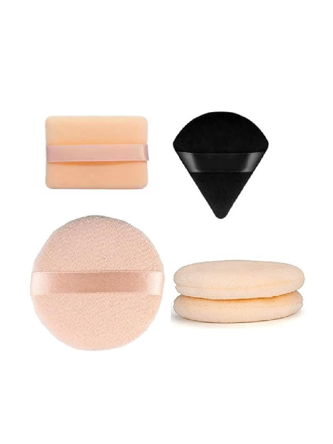 Beautiflame Set Of 5 Round Powder Sponge With Square & Triangle Puff