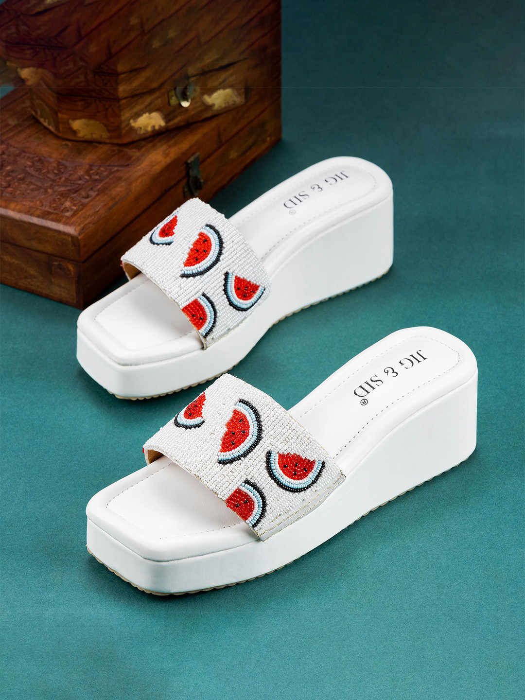 JIG & SID Women Printed Wedge Heels Sandals