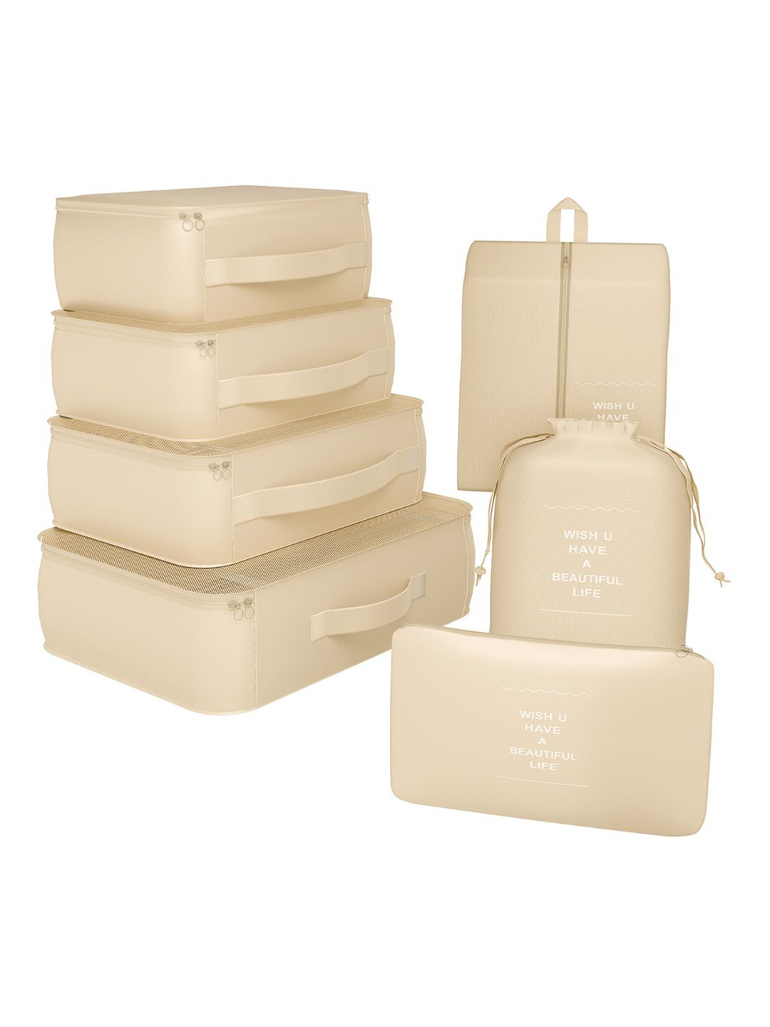 Kuber Industries 7 Pcs Foldable Travel Pouches for Women & Men with Zip Travel Accessory