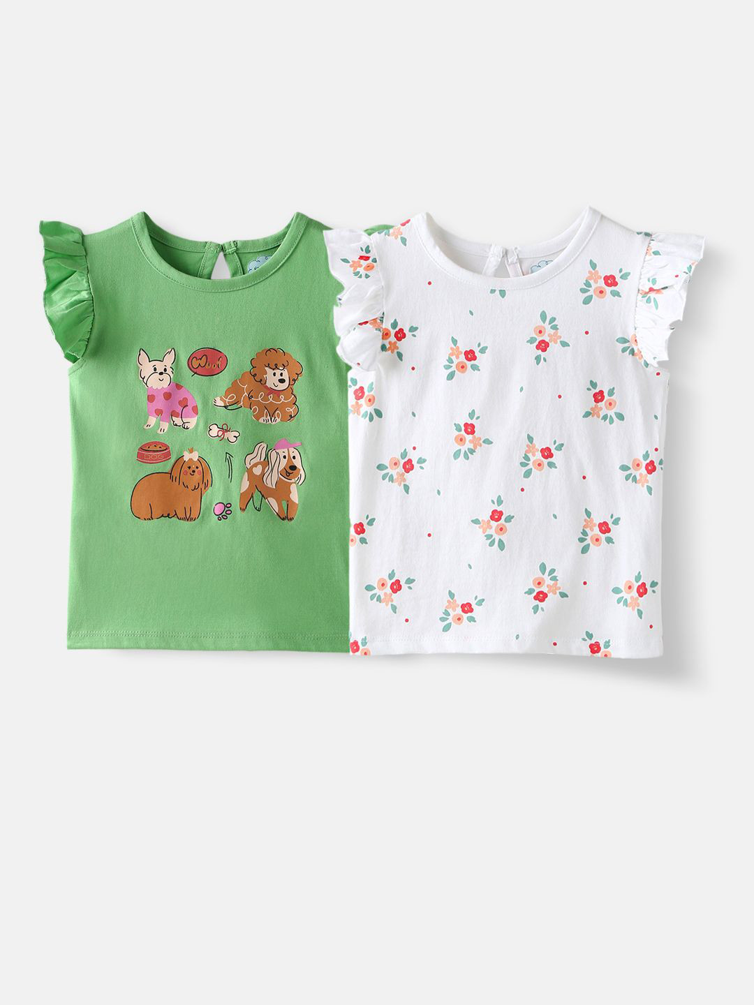 Nauti Nati Girls Pack of 2 Single Jersey Cotton Printed Tops