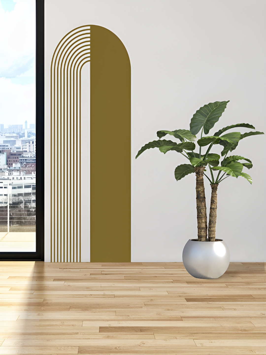 Myntra Elegant Homes Olive Aesthetic Curve Printed Wall Stickers