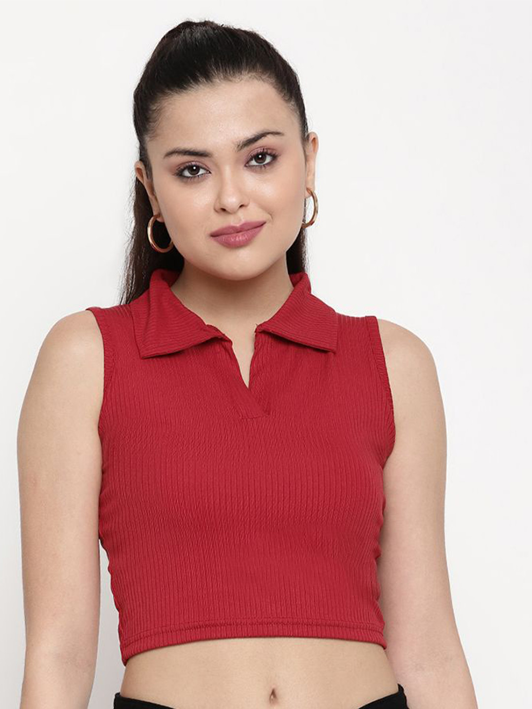 Sugathari Sheen Tank Crop Top