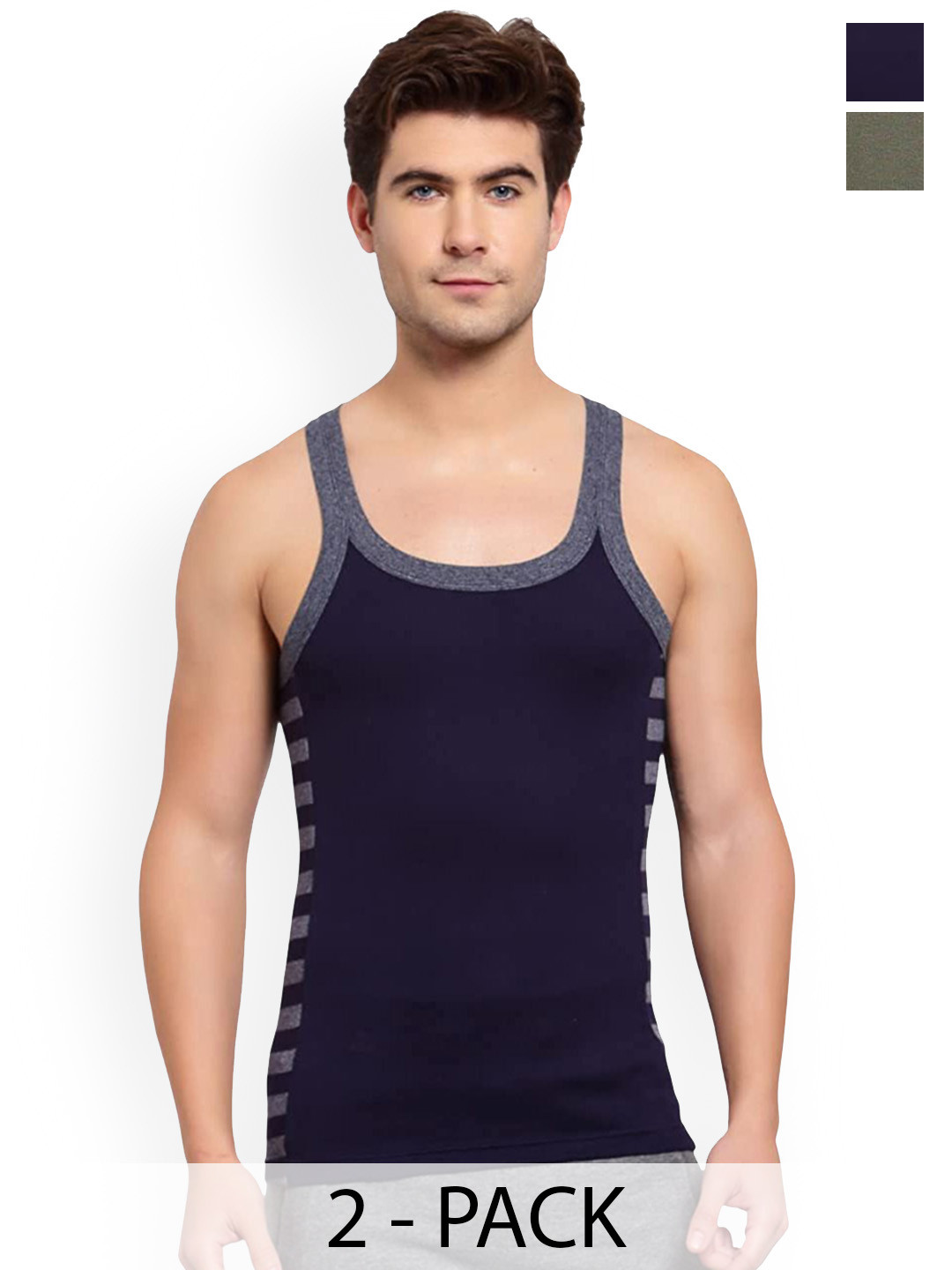 Sporto by Macho Pack Of 2 Pure Combed Cotton Sqoop Neck Gym Vests