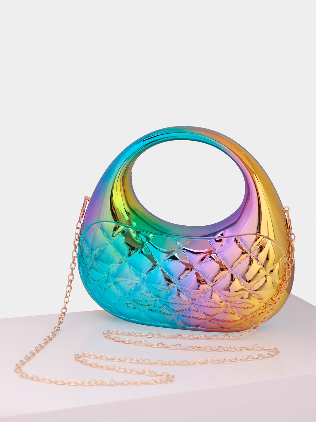 TREASO CLOSET Textured Half Moon Crism Sling Bag