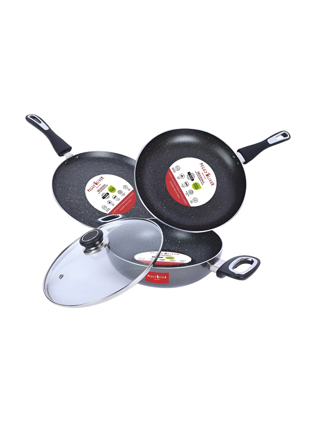 Peggy Oliver Grey 4 Pieces Induction Base Aluminium Cookware Set of