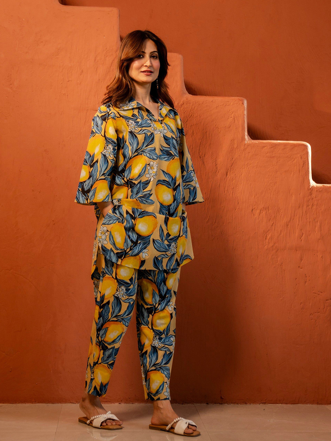 DIMPLE DESIGN STUDIO Luna Shirt Collar Cotton Co-Ords Set