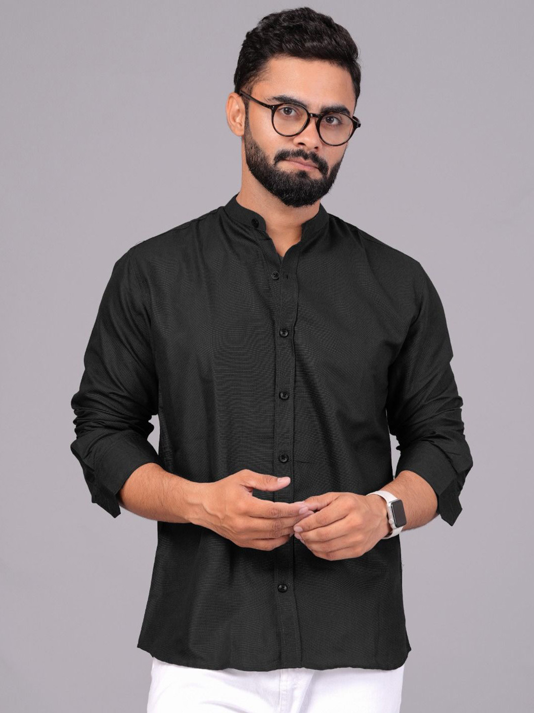 UNIBLISS Black Regular Fit Solid Casual Shirt
