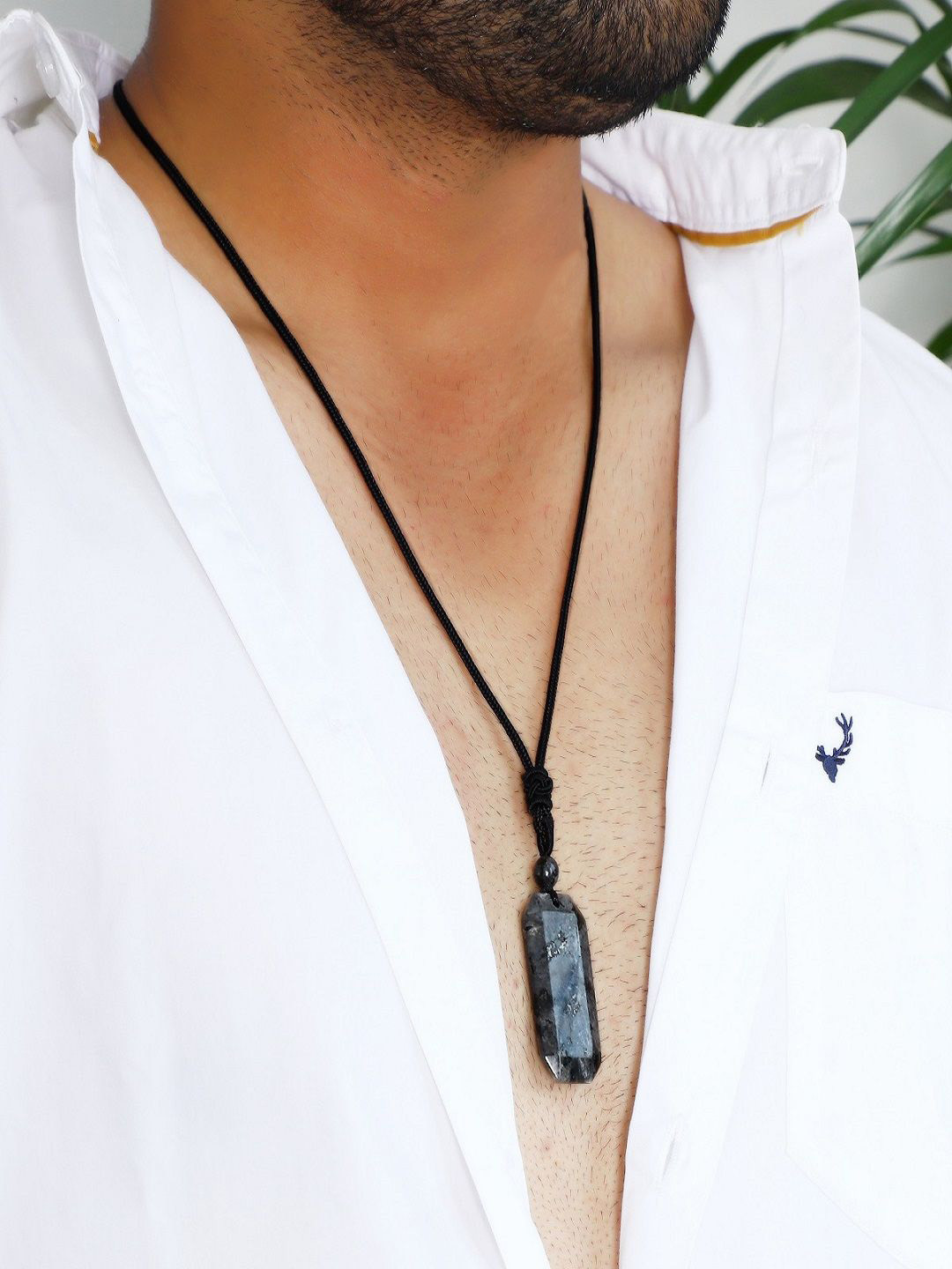 Nirvana Men Stainless Steel Geometric Shaped Baguette Rope Pendant
