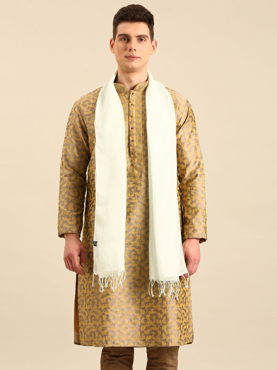 Linen Club Unisex Linen Stole With fringed border