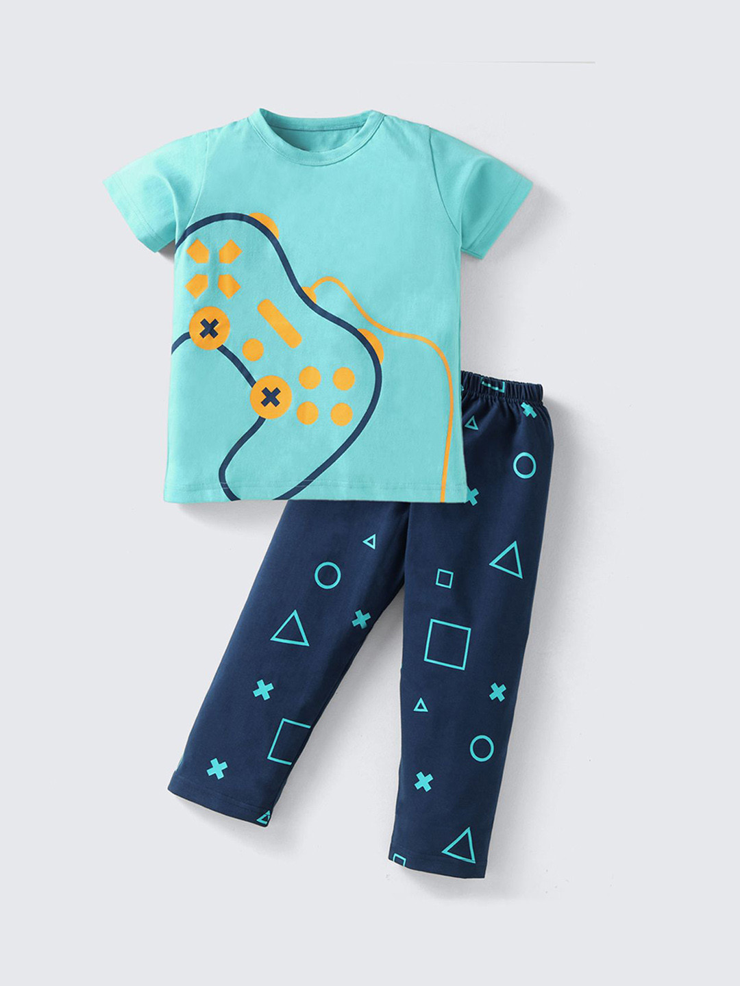 Nite Flite Boys Printed Round Neck Short Sleeves Slip-On Night suit