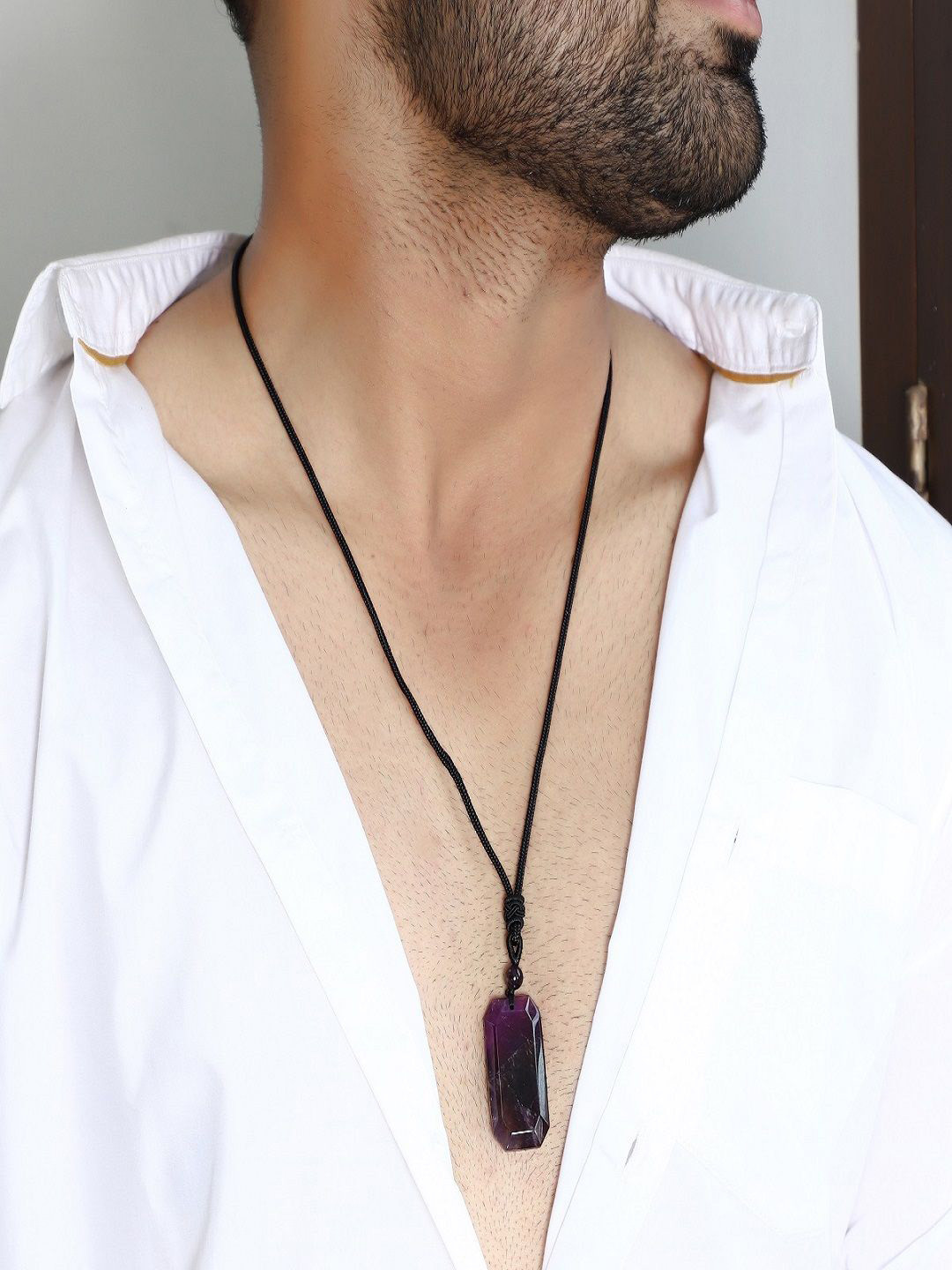 Nirvana Amethyst Baguette Rope Geometric Pendants