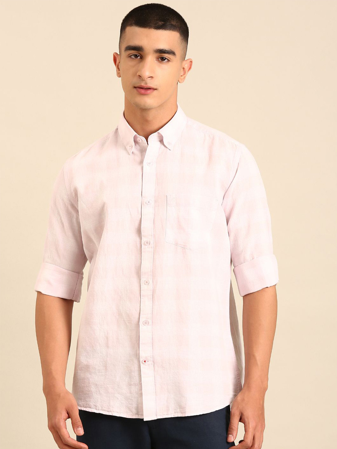 CAVALLO by Linen Club Button-Down Collar Contemporary Fit Shirt