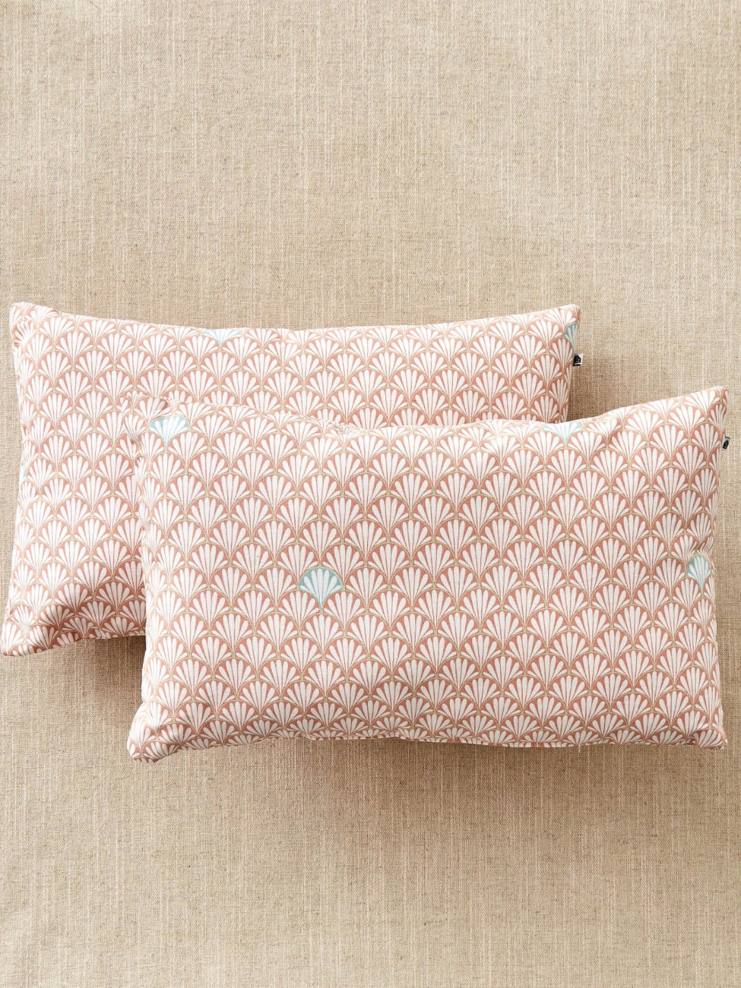 Home Centre Ebony Grace Pashley Pink & White 2 Pieces Cotton Printed Filled Cushion