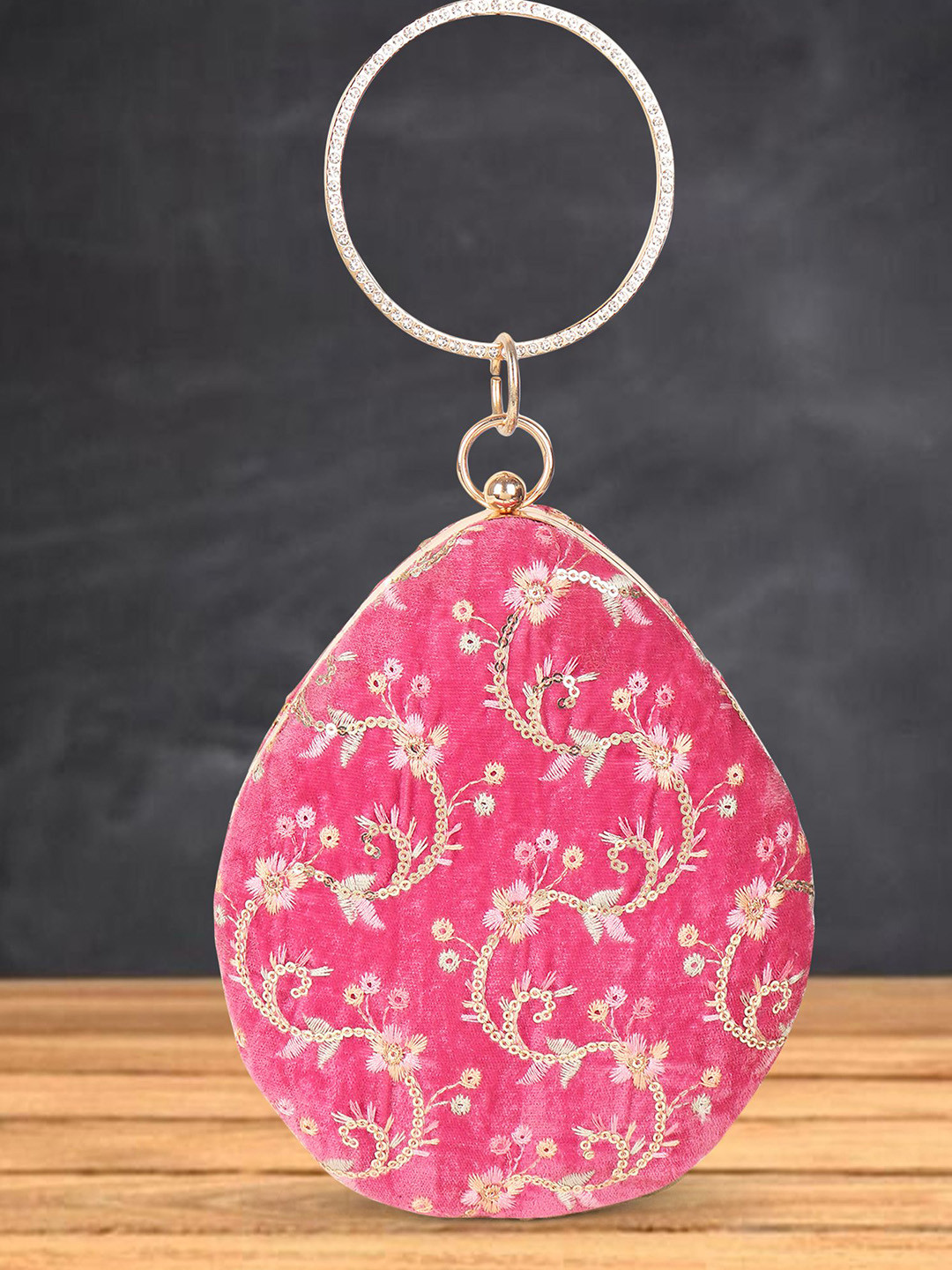 Spice Art Embroidered Shoulder Strap Box Clutch