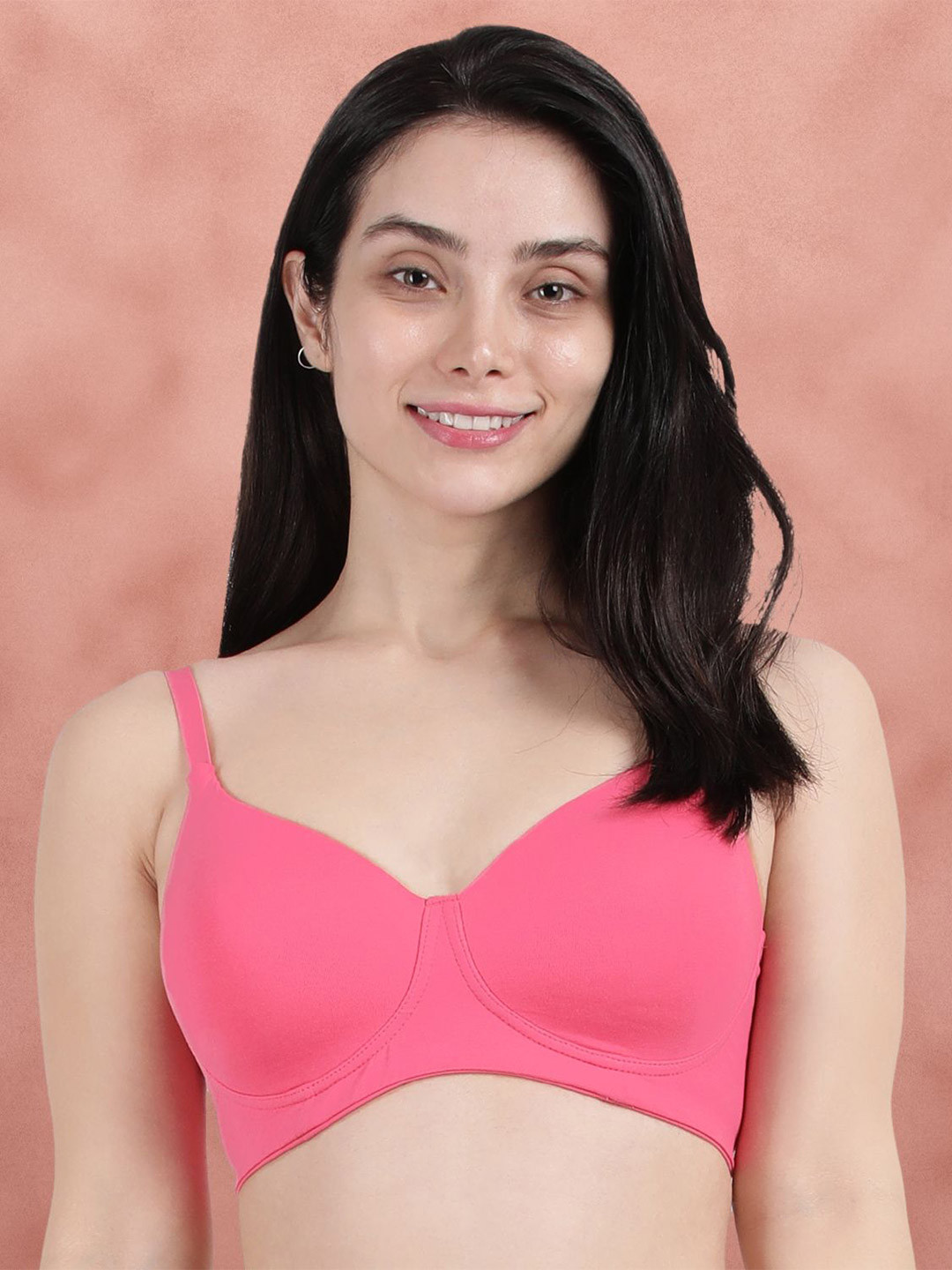 Susie Women Cotton Medium Coverage Lightly Padded Everyday Bra PA01-PinkLemonade
