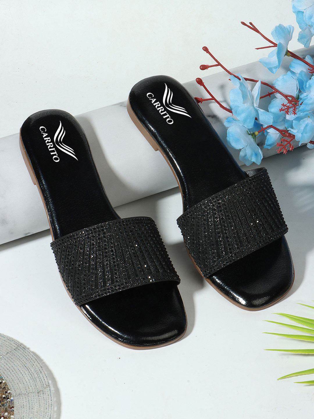 carrito Women Open Toe Embellished Flats