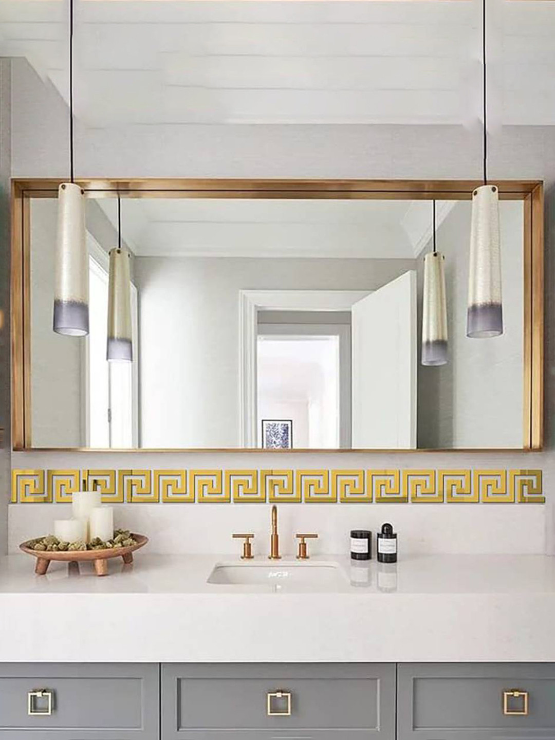 VAH Kya Bat Hai !! Mirror 3D Stickers Glass Matte Sticking Hall 2Pcs Wall Plates-3.9In