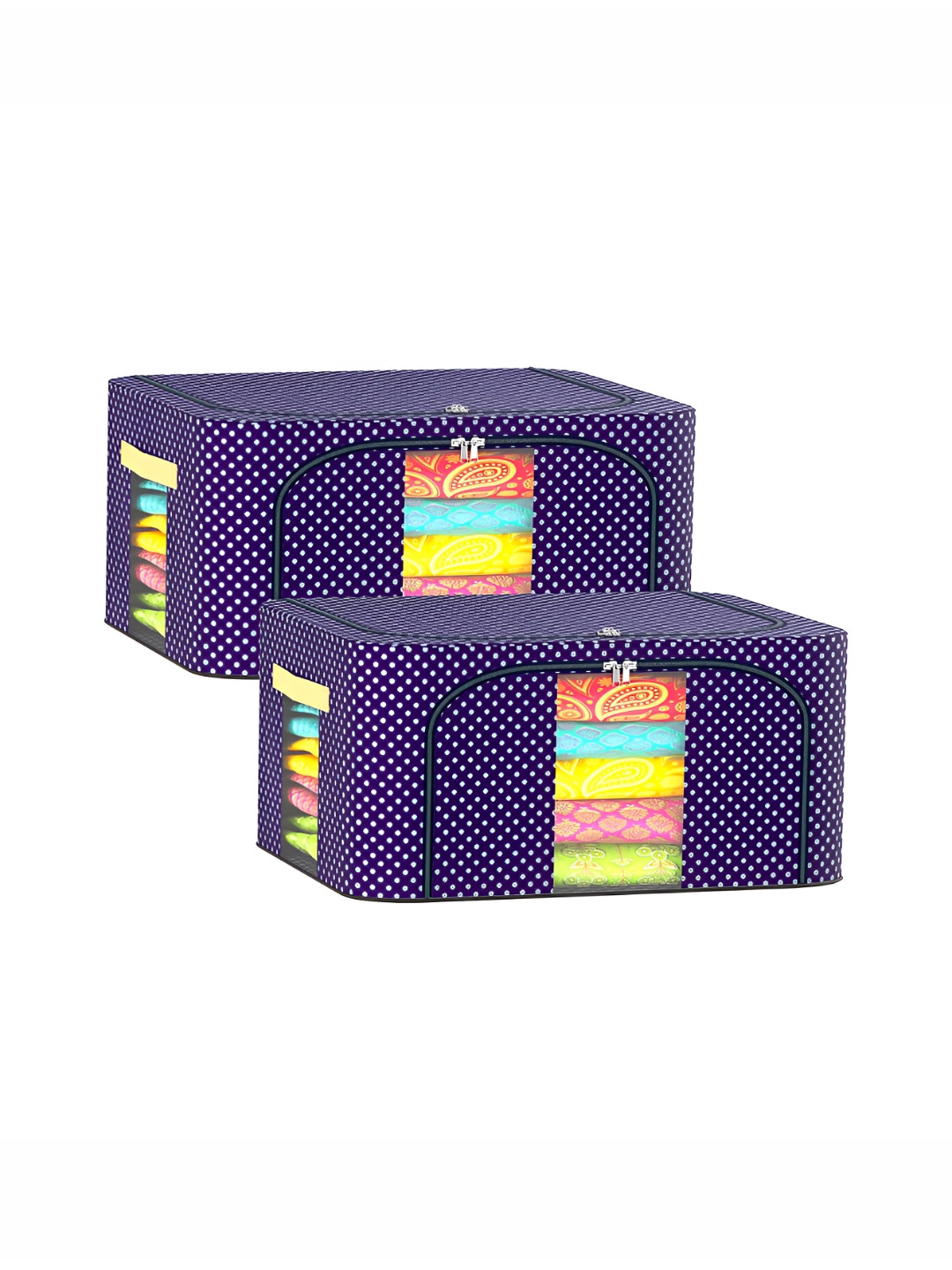 Aura Blue & White 2 Pieces 24 Liter Parachute Steel Frame Storage Box Drawer Organisers