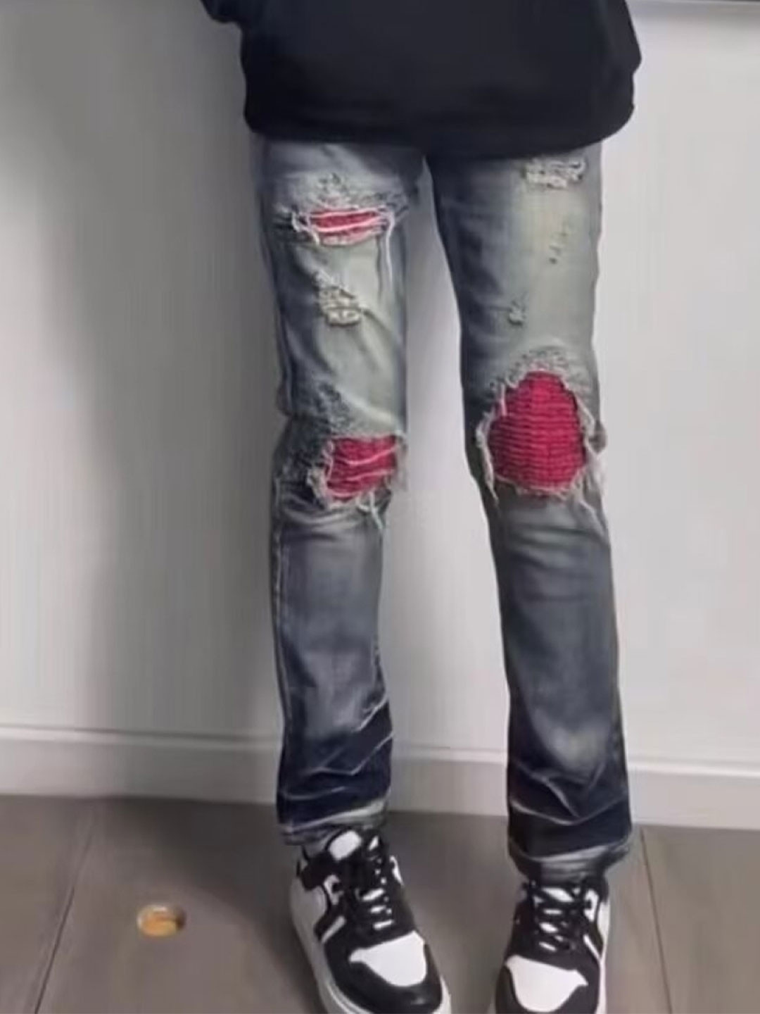 StyleCast Men Urban Slim Slash Knee  Slim Fit Heavy Fade Jeans