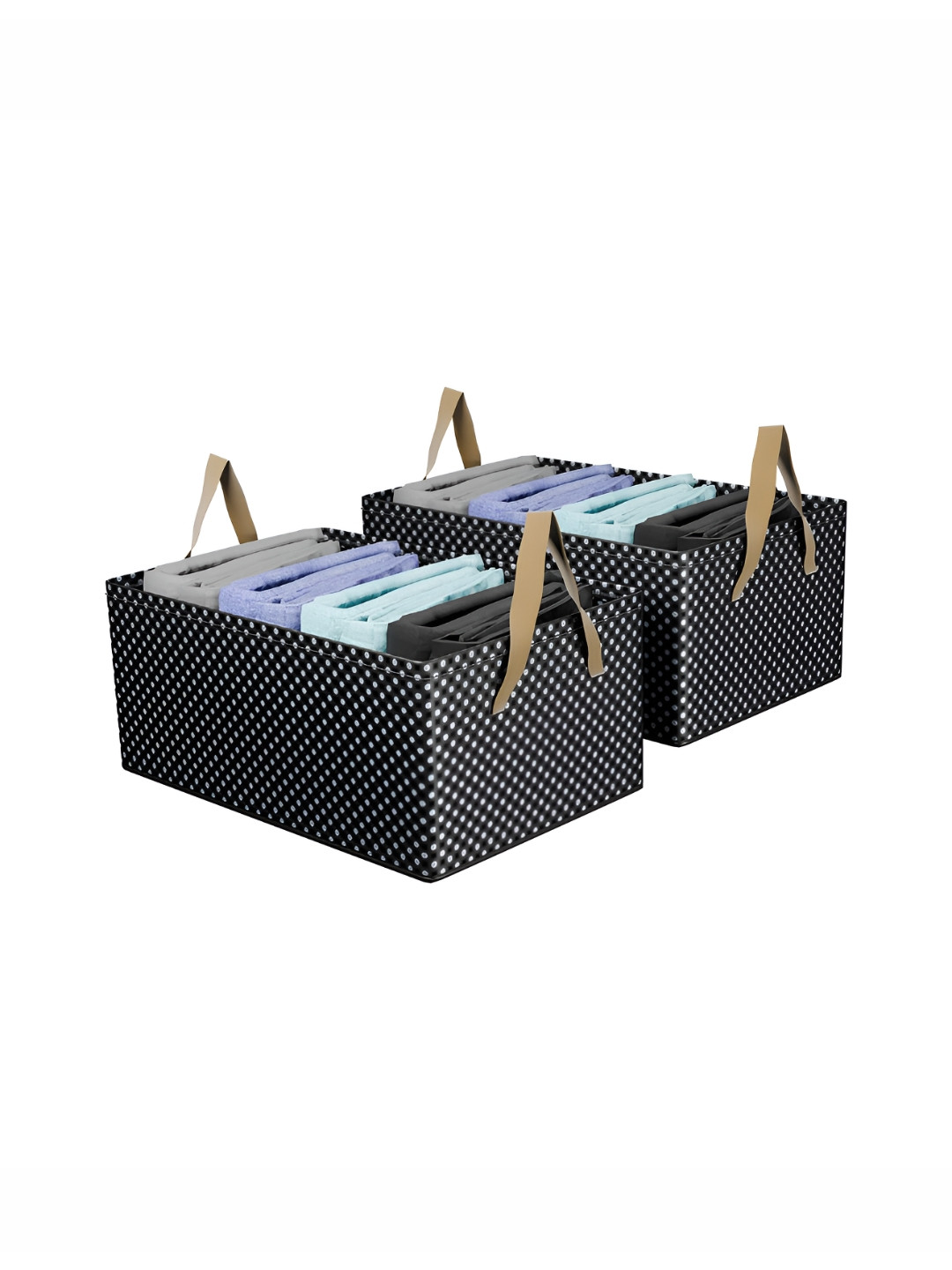 Aura Black & White 2 Pcs Parachute Foldable Metal Frame Storage Basket Wardrobe Organisers