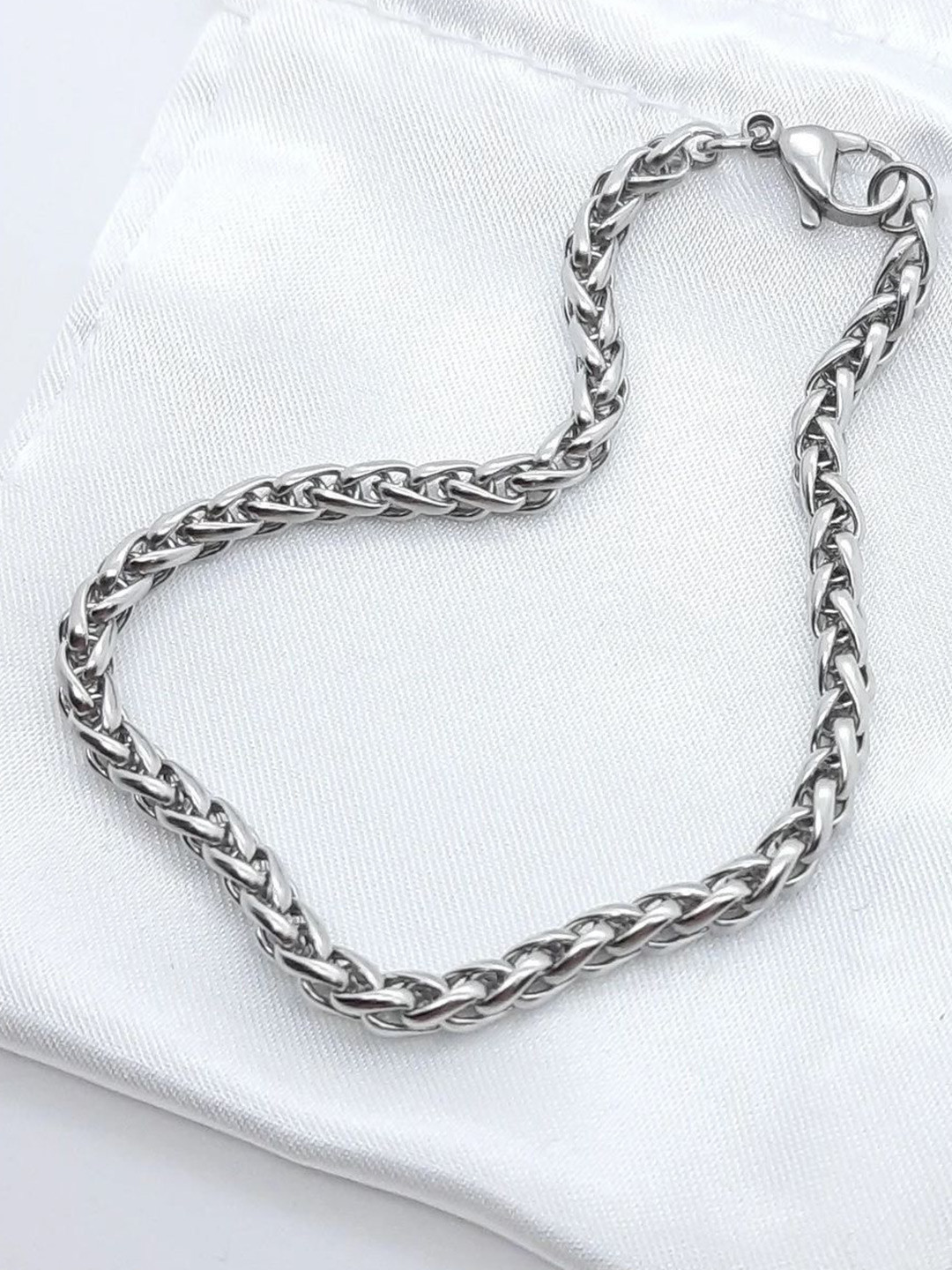 Stylewell Silver-Plated Charm Oxidised Link Rope Bracelet