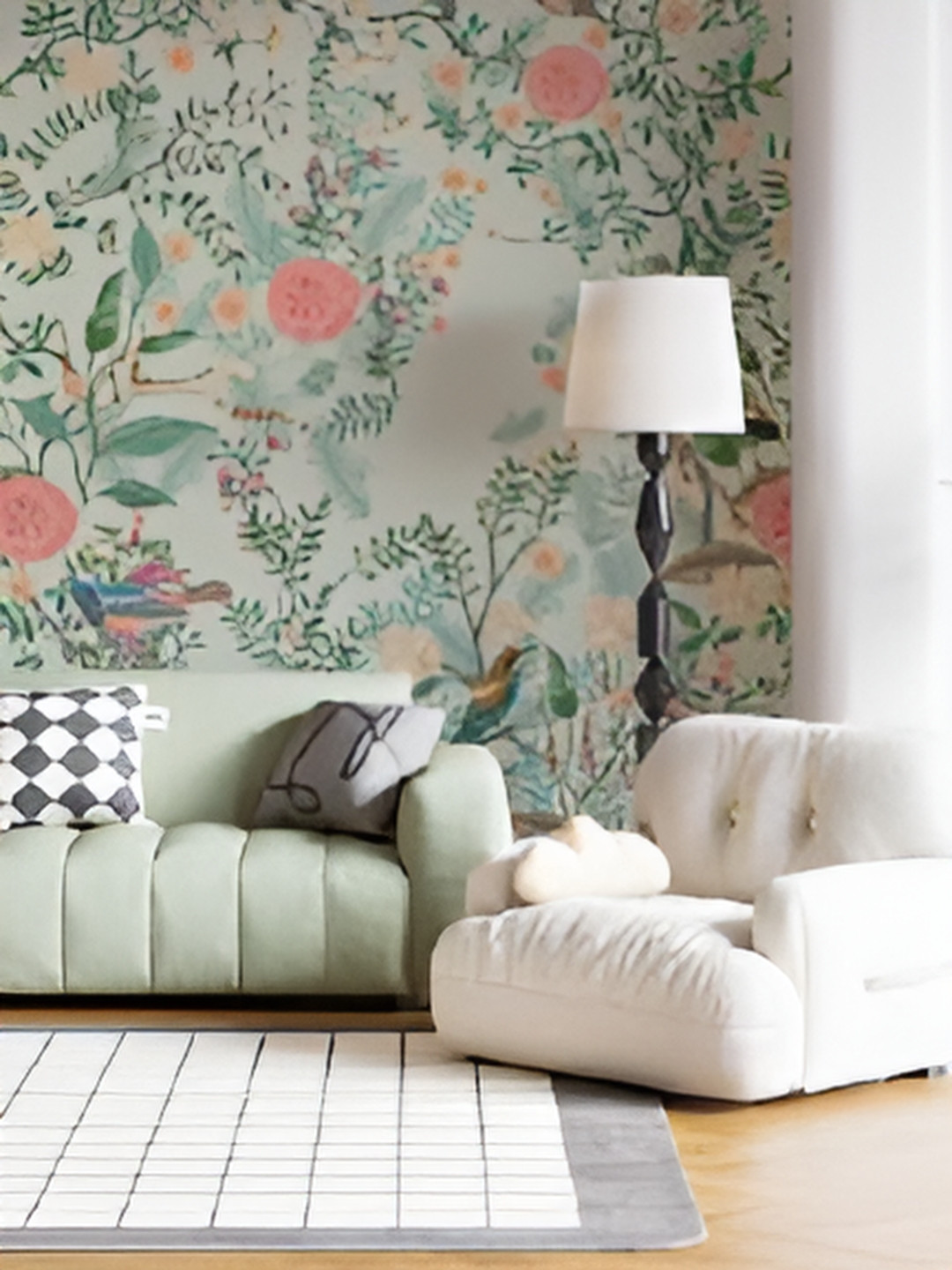 Digital Walls Green & Orange-Colored Printed Waterproof Wallpaper