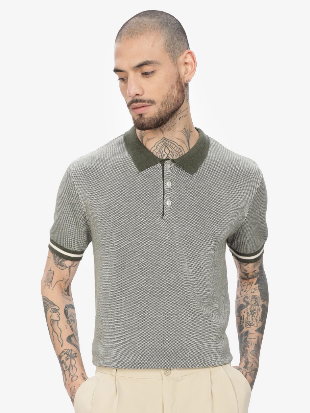 HAMPTONS Polo Collar Short Sleeves Pure Cotton T-shirt