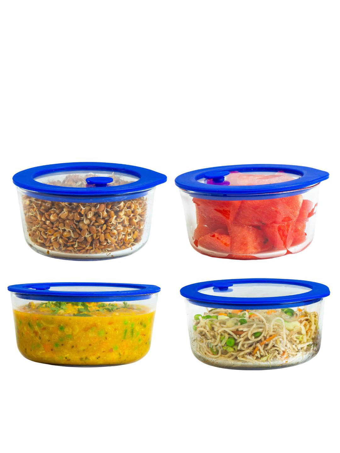 Truly Eco Smart Living Retail Transparent Glass Dishwasher Safe 3 Piece Clip-On Fridge Container-944ml