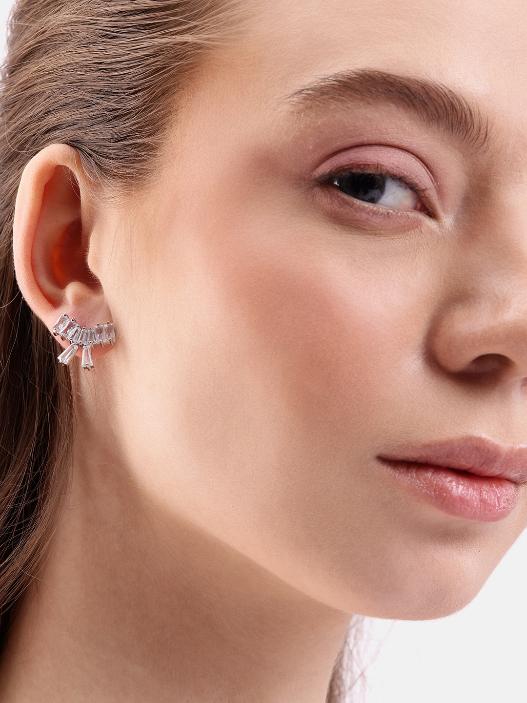 DressBerry Bow-Shaped Stone-Studded Studs Earrings