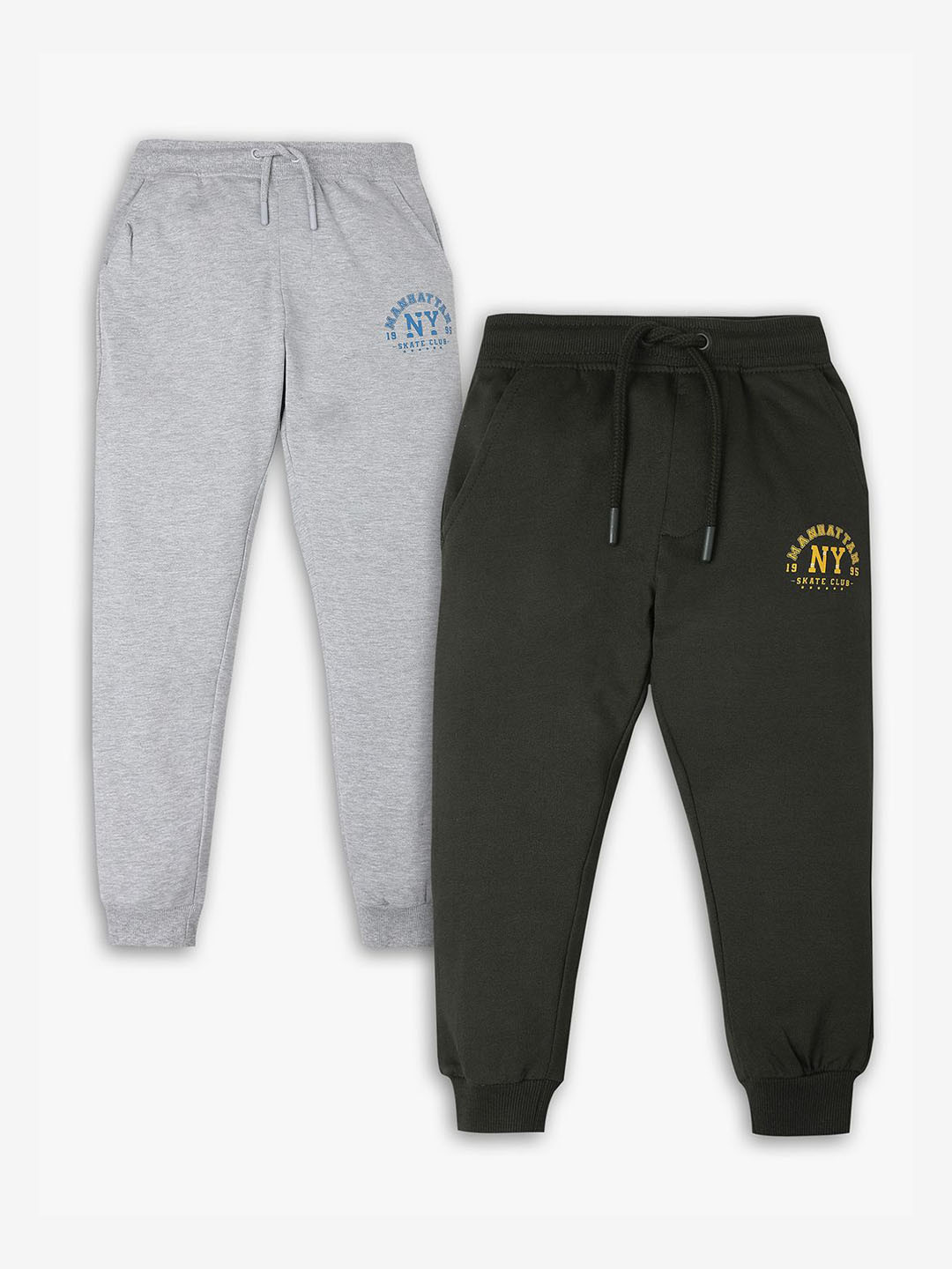 R&B Boy Pack Of 2 Printed Pure Cotton Slim Fit Joggers