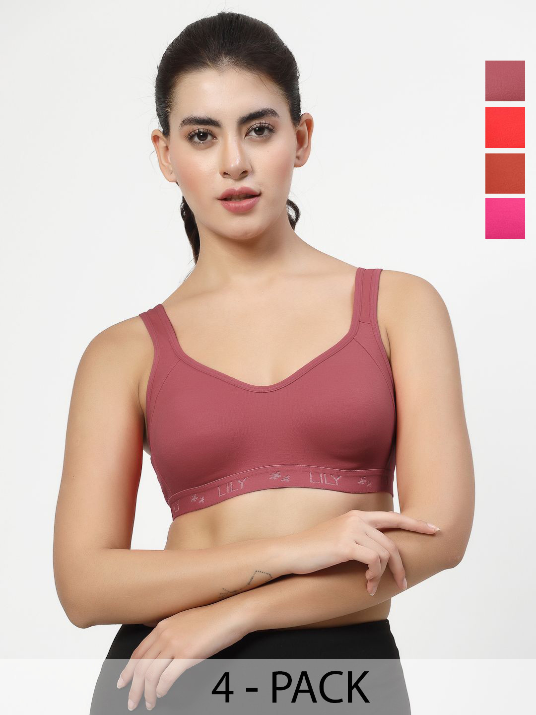 LILY Strops555 Full Coverage Seamless Non Padded Sports Bra