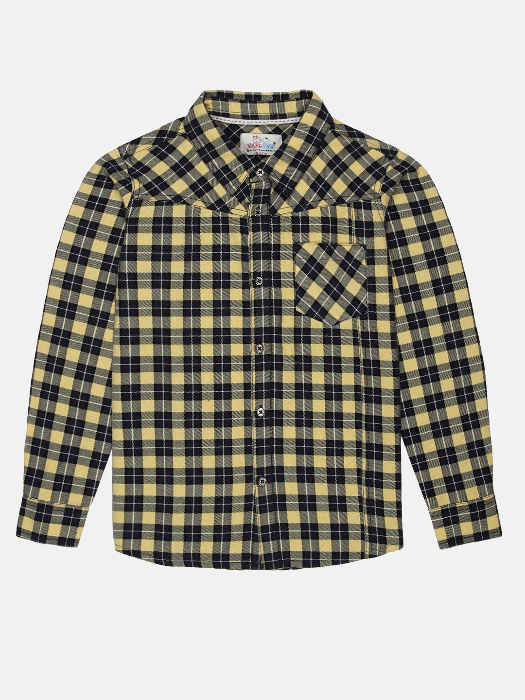 YOUNG BIRDS Boys Checked Flannel Weave Cotton Casual Shirt