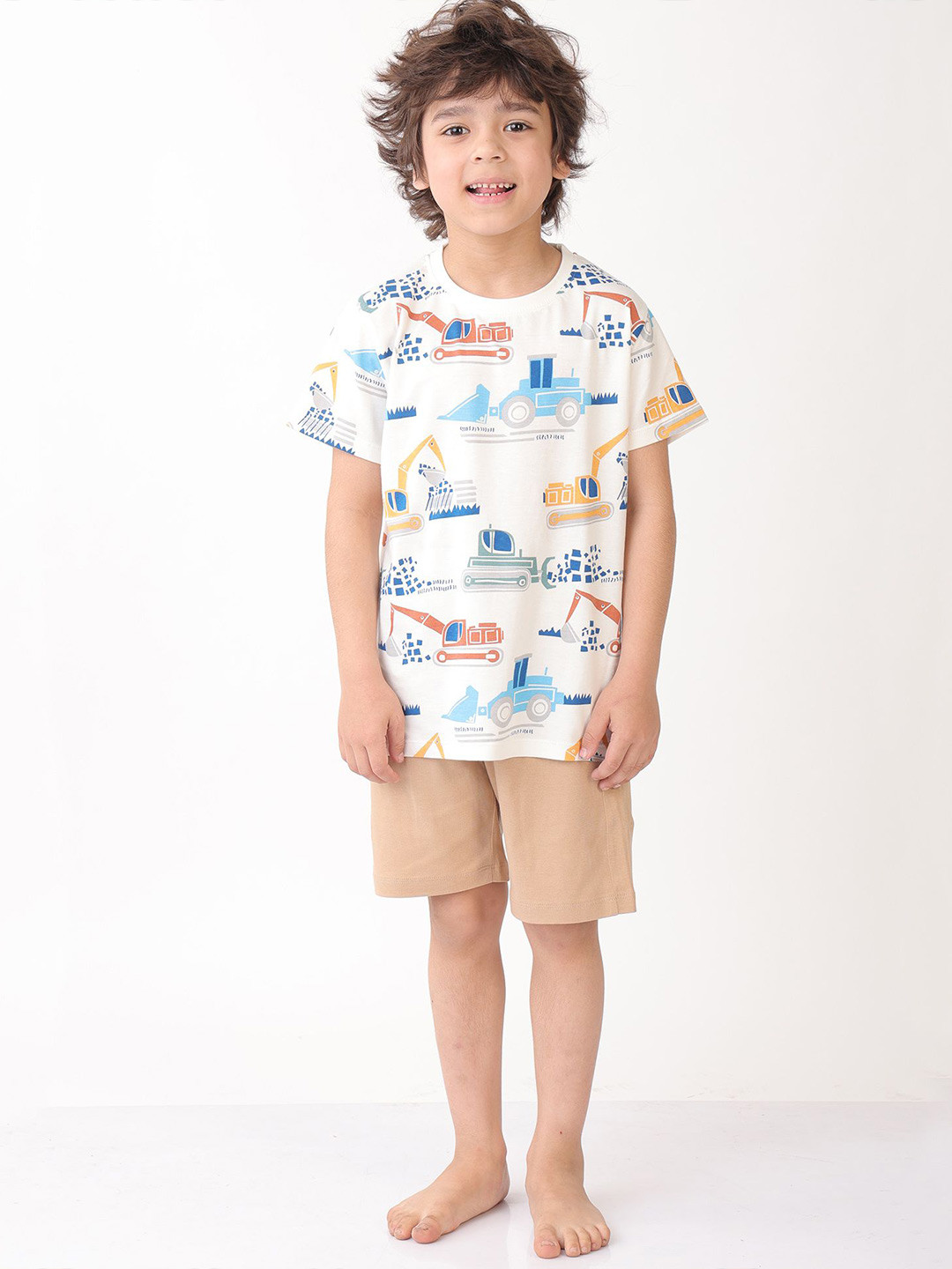 Anthrilo Summer Digger Boys Camel Sleepwear Printed Night suit
