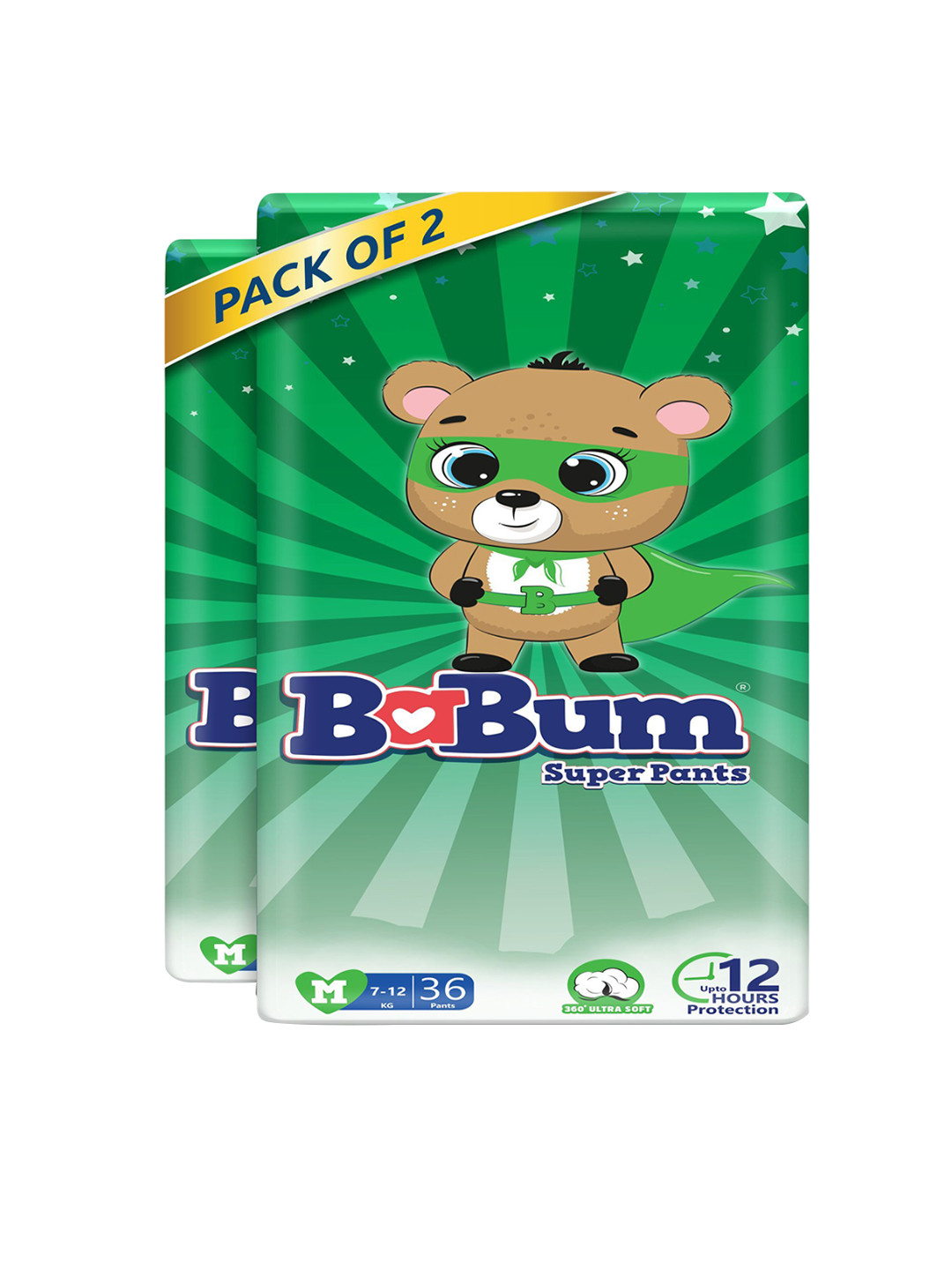 BABUM Set Of 2 Super Pants Rash Free Premium Diaper- M- 36 Diapers Each