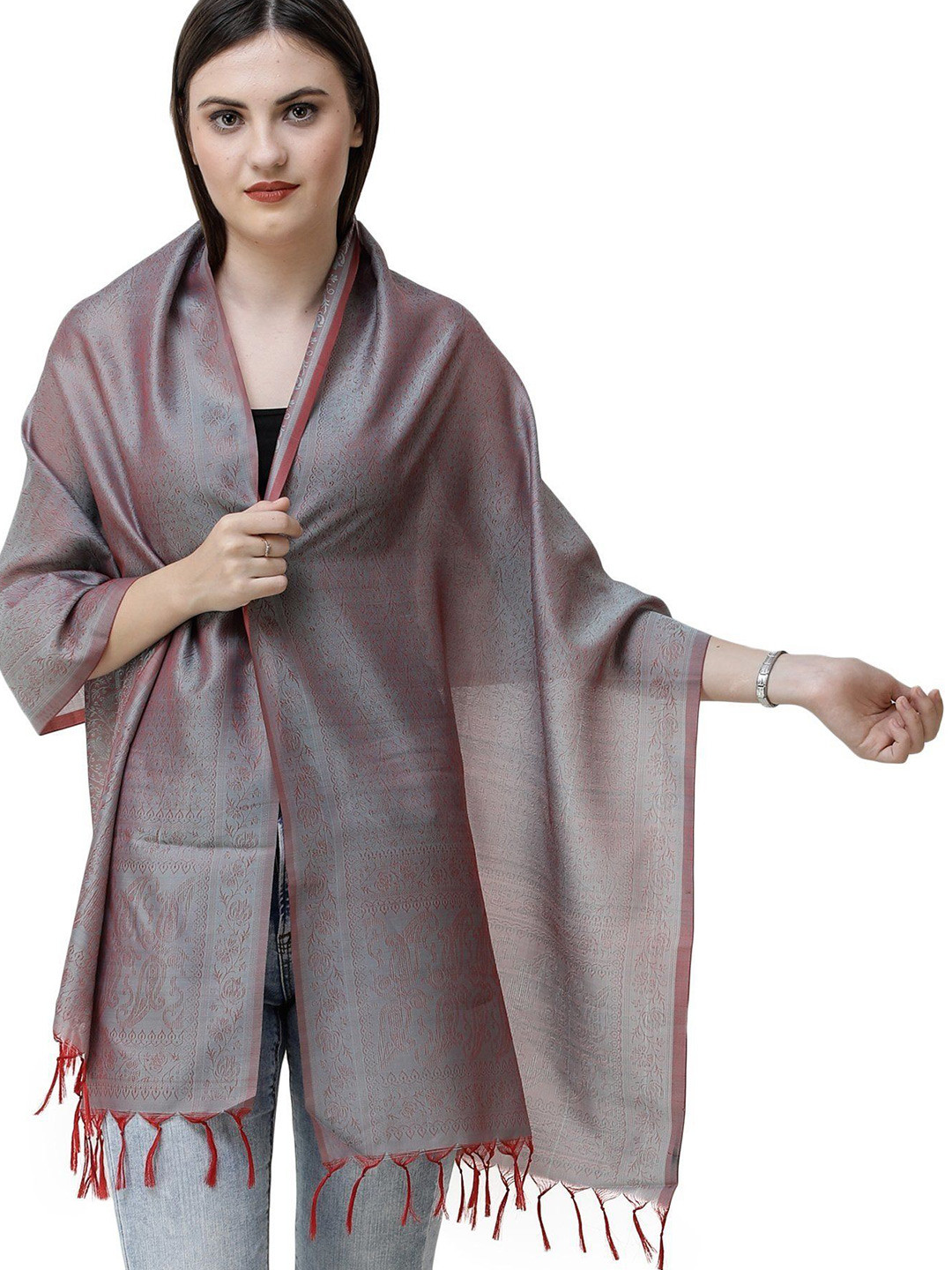 Exotic India Women Banarasi Scarf with Tanchoi weave