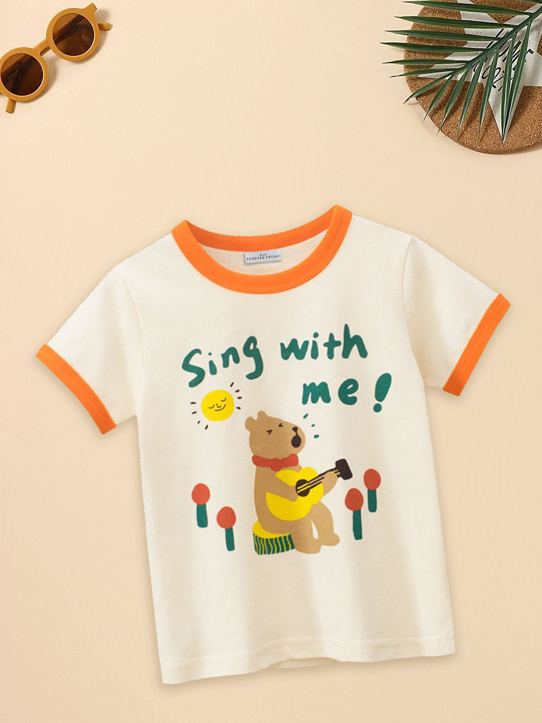 FOREVER FRIDAY Girls Humour and Comic Printed Applique T-shirt