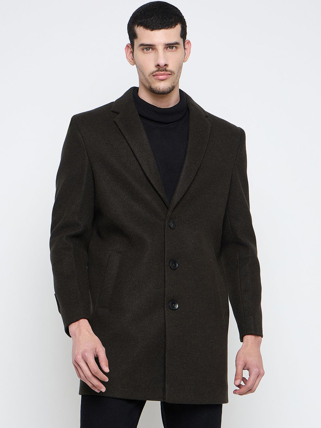 Duke Men Lapel Collar Single-Breasted Overcoat