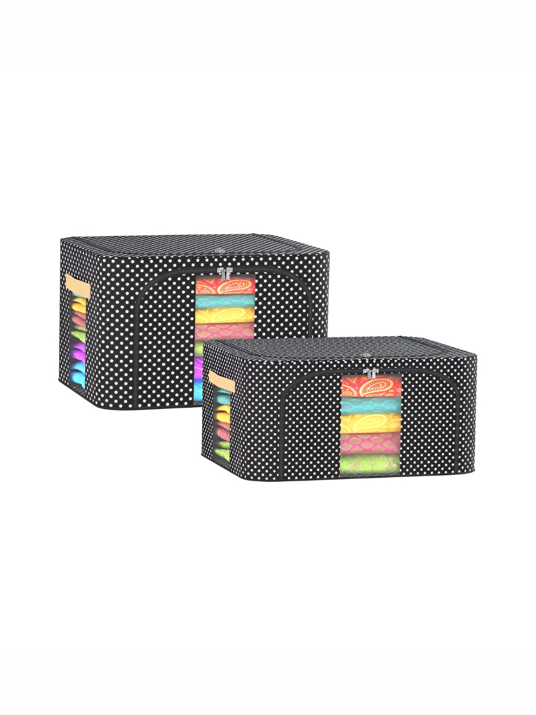 Aura Black & White 2 Pieces Clothes Storage Box Small & Large Drawer Organisers