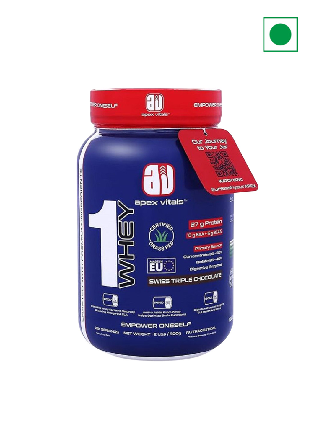 Apex Vitals 1 Whey Concentrate & Isolate Whey Protein Blend Swiss Triple Chocolate 900 g