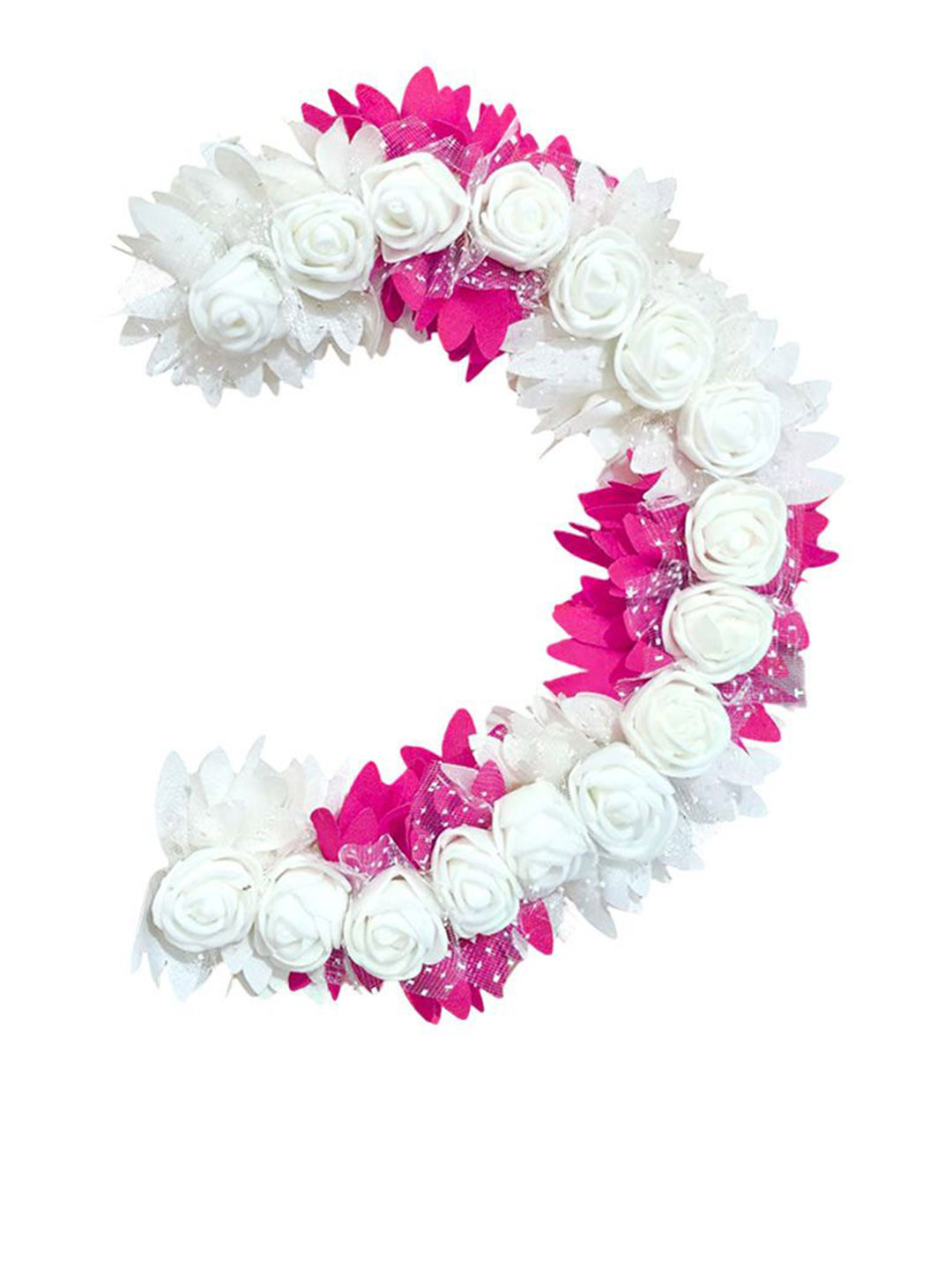 D-DIVINE Women Artificial Bridal Rose Petal Flower Tiara Gajra
