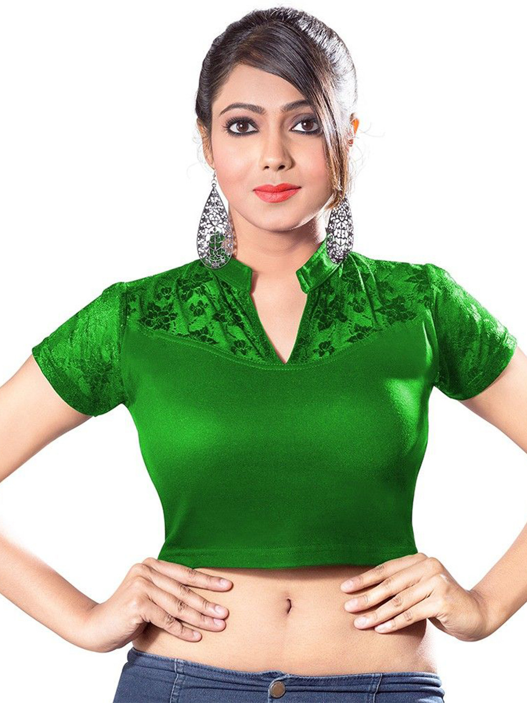 Abhi Women Mandarin Collar Ready Made Saree Blouse