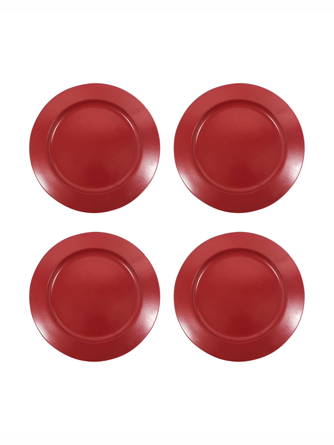 Metalsmith Red 4 Pieces Metal Matte Finish Easy to Clean Plates