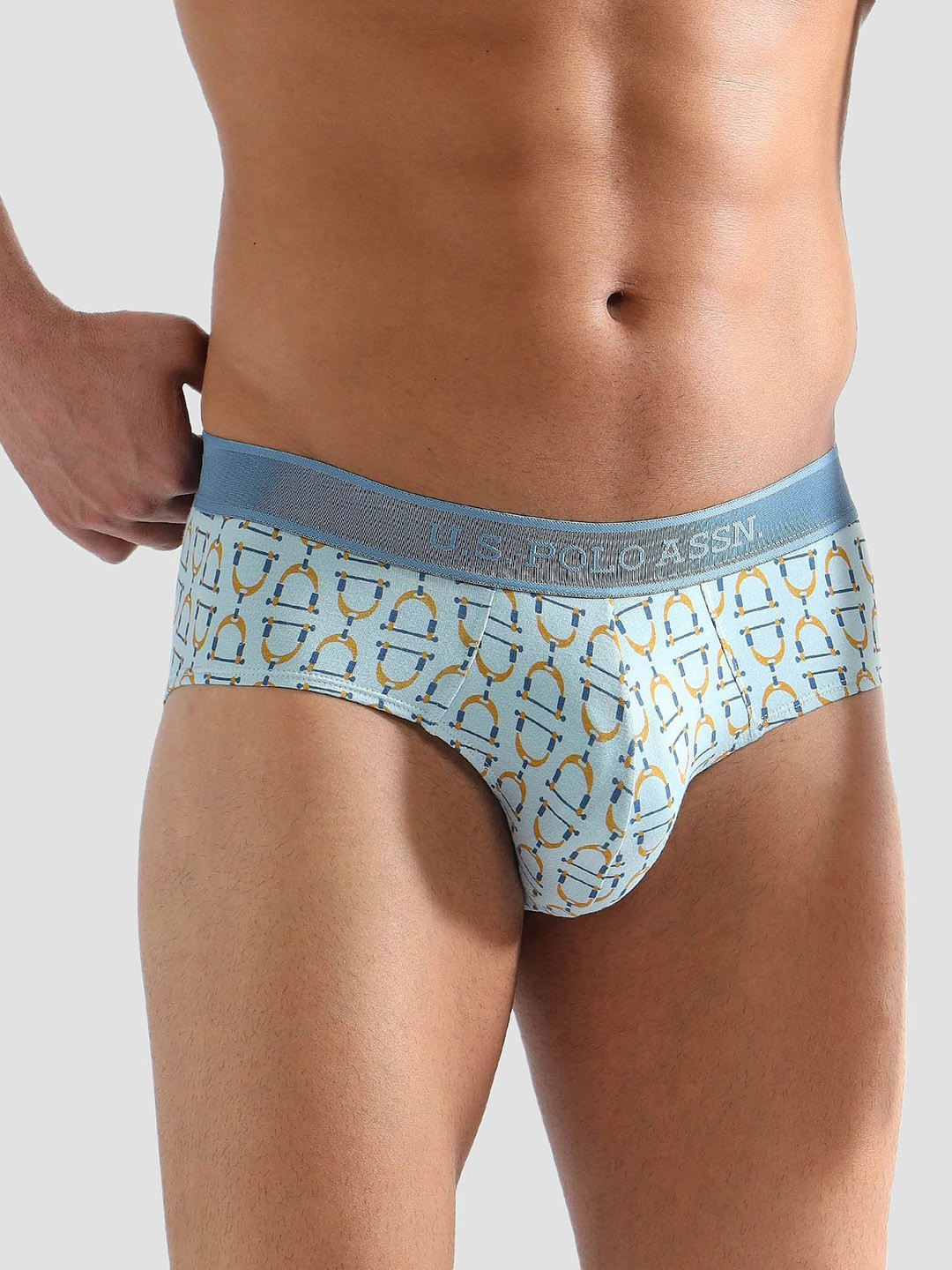 U.S. Polo Assn.Printed Mid Rise Outer Elastic Basic Briefs PB005-B02-PR
