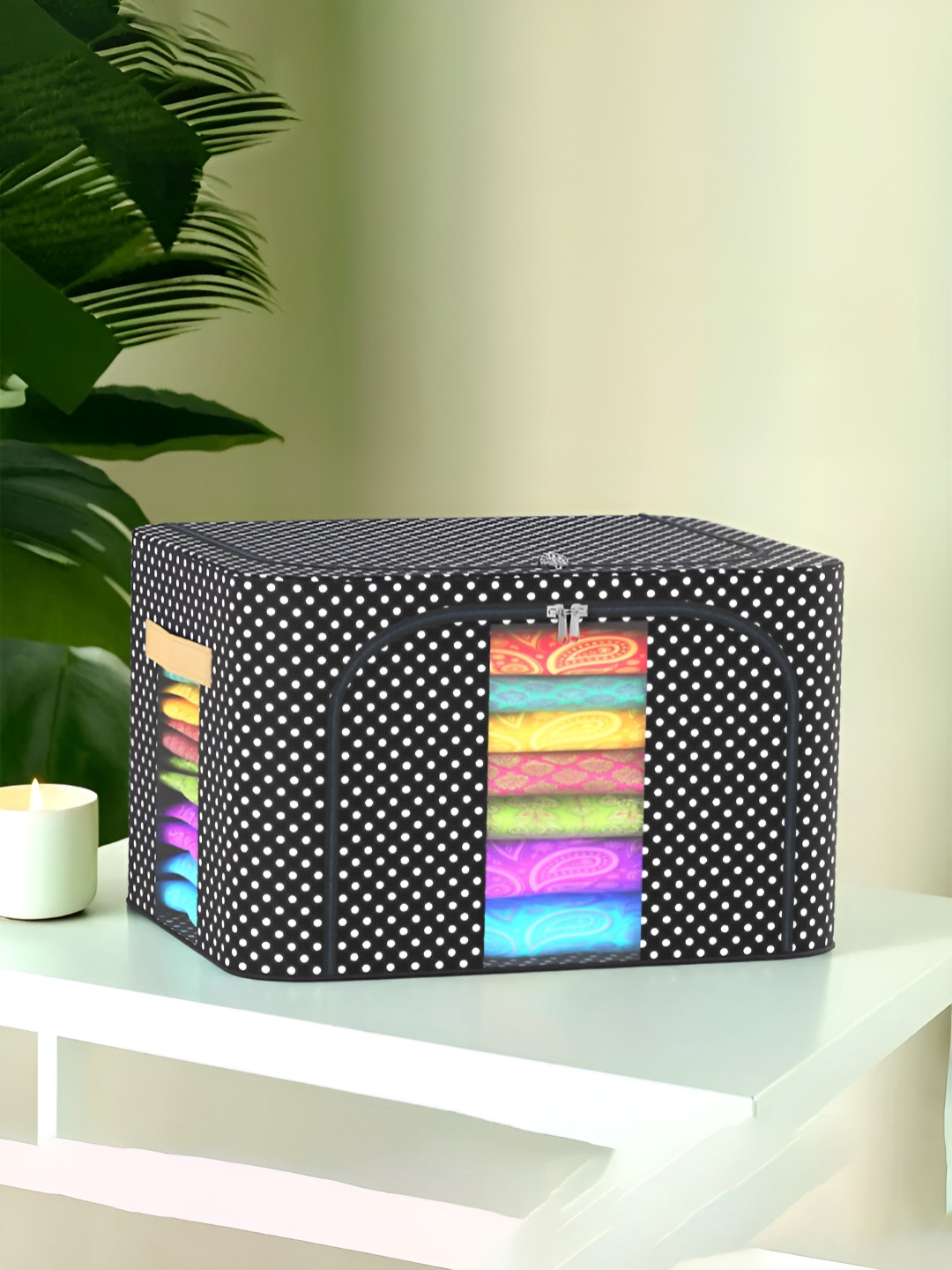 Aura Black & White 66 Liter Foldable Parachute Steel Frame Clothing Drawer Organisers